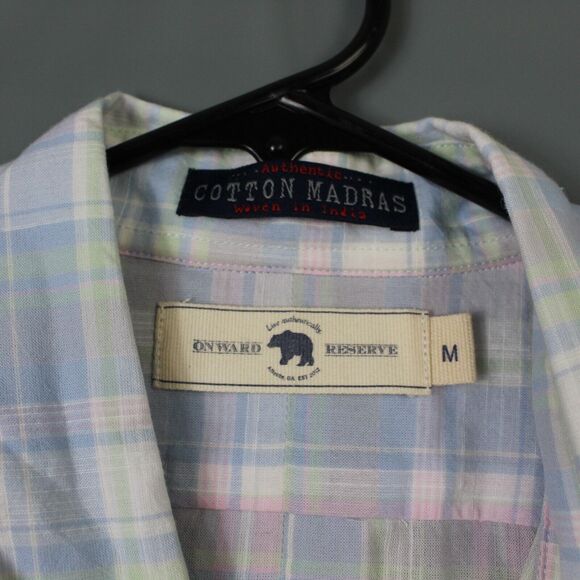 Onward Reserve Shirt Mens Medium Linder Madras Short Sleeve Button Down - Picture 6 of 12